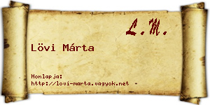 Lövi Márta névjegykártya